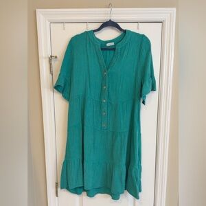 Women’s Teal Button-Front Tunic Dress